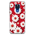 Motorola Moto G Play 2021 Cute White Red Daisies Polkadots Double Layer Phone Case Cover