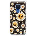 Motorola Moto G Play 2021 Cute Smiley Face White Daisies Double Layer Phone Case Cover