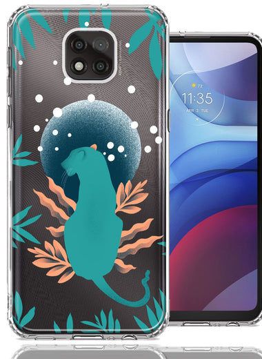 Motorola Moto G Power 2021 Moon Green Jaguar Design Double Layer Phone Case Cover