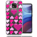 Motorola Moto G Power 2021 Pink Purple Origami Valentine's Day Polkadot Hearts Design Double Layer Phone Case Cover