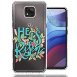 Motorola Moto G Power 2021 He Is Risen Text Easter Jesus Christian Flowers Double Layer Phone Case Cover