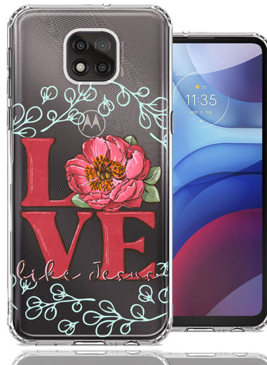 Motorola Moto G Power 2021 Love Like Jesus Flower Text Christian Double Layer Phone Case Cover