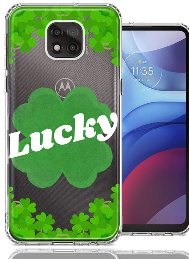 Motorola Moto G Power 2021 Lucky St Patrick's Day Shamrock Green Clovers Double Layer Phone Case Cover