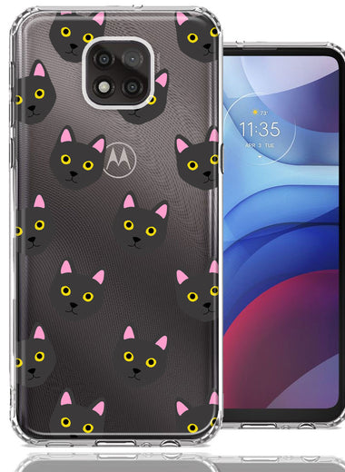 Motorola Moto G Power 2021 Black Cat Polkadots Design Double Layer Phone Case Cover