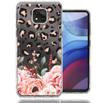 For Motorola Moto G Power 2021 Classy Blush Peach Peony Rose Flowers Leopard Phone Case Cover