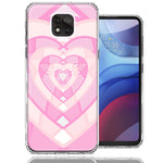 Motorola Moto G Power 2021 Pink Gem Hearts Design Double Layer Phone Case Cover