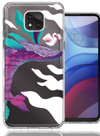 Motorola Moto G Power 2021 Mystic Floral Whale Design Double Layer Phone Case Cover
