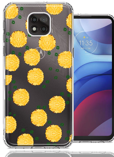 Motorola Moto G Power 2021 Tropical Pineapples Polkadots Design Double Layer Phone Case Cover