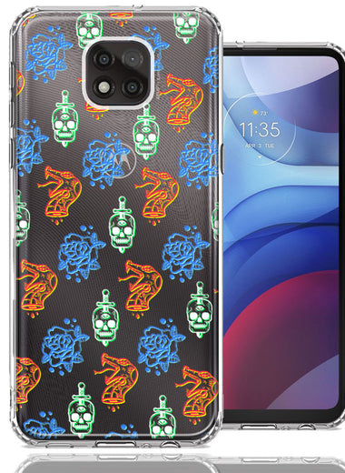 Motorola Moto G Power 2021 Snakes Skulls Roses Design Double Layer Phone Case Cover