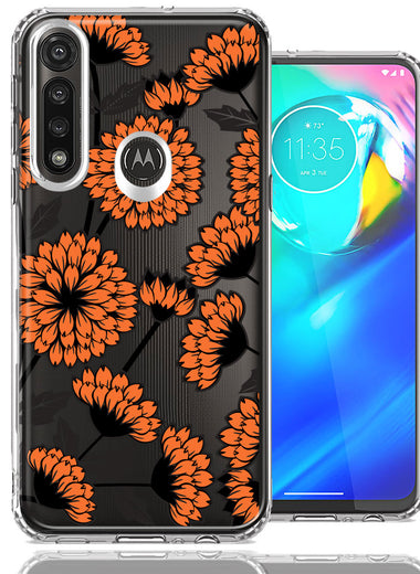Motorola Moto G Power Orange Chrysanthemum Flowers Design Double Layer Phone Case Cover