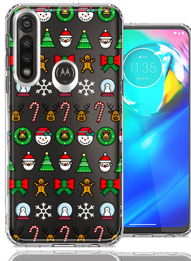 Motorola Moto G Power Classic Christmas Polka Dots Santa Snowman Reindeer Candy Cane Design Double Layer Phone Case Cover