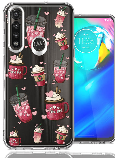Motorola Moto G Power Coffee Lover Valentine's Hearts Pink Drink Latte Double Layer Phone Case Cover