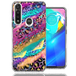 Motorola Moto G Power Leopard Paint Colorful Beautiful Abstract Milkyway Double Layer Phone Case Cover