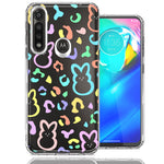 Motorola Moto G Power Leopard Easter Bunny Candy Colorful Rainbow Double Layer Phone Case Cover