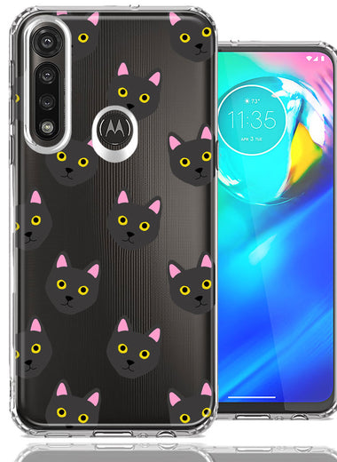 Motorola Moto G Power Black Cat Polkadots Design Double Layer Phone Case Cover