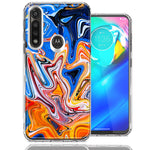 Motorola G Power Blue Orange Abstract Design Double Layer Phone Case Cover