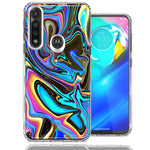 Motorola G Power Blue Paint Swirl Design Double Layer Phone Case Cover