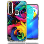 Motorola Moto G Power Colorful Roses Design Double Layer Phone Case Cover