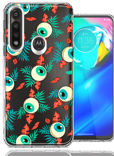 Motorola Moto G Power Halloween Creepy Tropical Eyeballs Design Double Layer Phone Case Cover