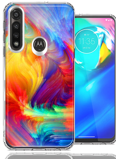 Motorola G Power Feather Paint Design Double Layer Phone Case Cover