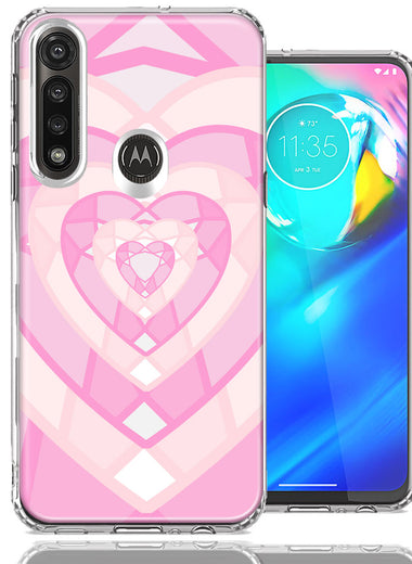 Motorola Moto G Power Pink Gem Hearts Design Double Layer Phone Case Cover