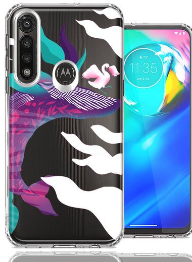 Motorola Moto G Power Mystic Floral Whale Design Double Layer Phone Case Cover