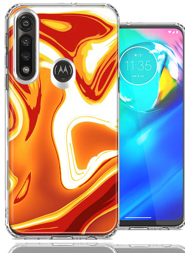 Motorola G Power Orange White Abstract Design Double Layer Phone Case Cover