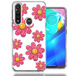 Motorola G Power Pink Daisy Flower Design Double Layer Phone Case Cover