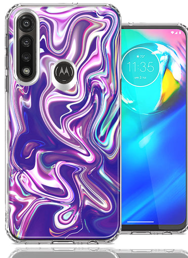 Motorola G Power Purple Paint Swirl  Design Double Layer Phone Case Cover
