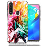 Motorola Moto G Power Rainbow Flower Abstract Design Double Layer Phone Case Cover