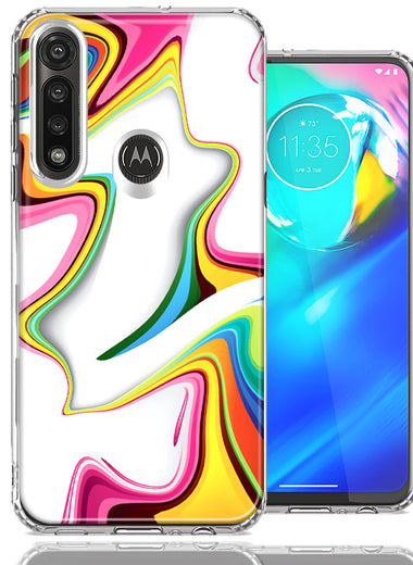 Motorola G Power Rainbow Abstract Design Double Layer Phone Case Cover