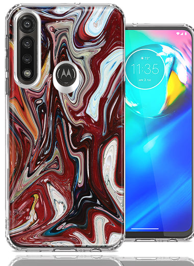 Motorola Moto G Power Red White Abstract Design Double Layer Phone Case Cover