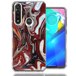 Motorola Moto G Power Red White Abstract Design Double Layer Phone Case Cover