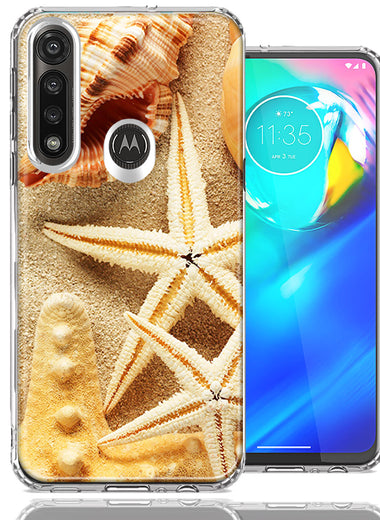 Motorola G Power Sand Shells Starfish Design Double Layer Phone Case Cover