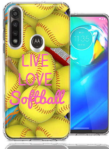 Motorola G Power Love Softball Design Double Layer Phone Case Cover