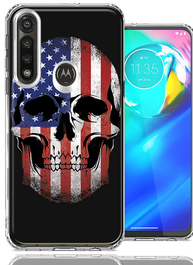 Motorola G Power US Flag Skull Double Layer Phone Case Cover