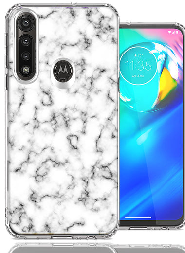 Motorola G Power White Grey Marble Design Double Layer Phone Case Cover