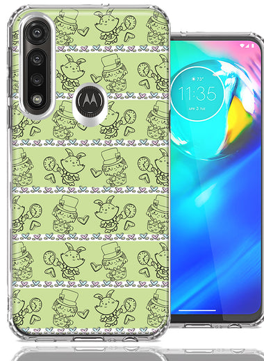 Motorola G Power Wonderland Hatter Rabbit Design Double Layer Phone Case Cover