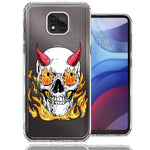 Motorola Moto G Power 2021 Flamming Devil Skull Design Double Layer Phone Case Cover