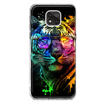 Motorola Moto G Power 2021 Neon Rainbow Swag Tiger Hybrid Protective Phone Case Cover