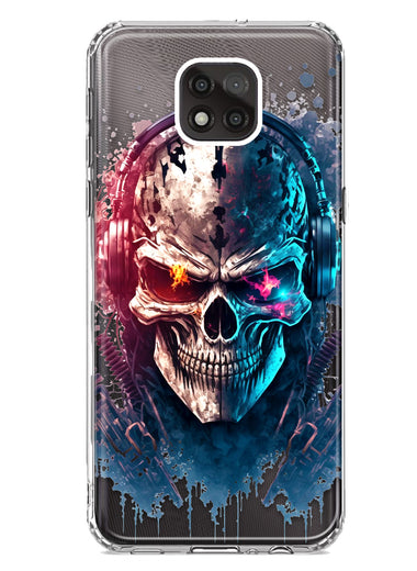 Motorola Moto G Power 2021 Cyberpunk Machine Headphones Skull Double Layer Phone Case Cover