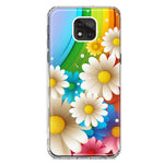 Motorola Moto G Power 2021 Colorful Rainbow Daisies Blue Pink White Green Double Layer Phone Case Cover