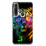 Motorola Moto G Power Neon Rainbow Swag Tiger Hybrid Protective Phone Case Cover