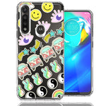 Motorola Moto G Power 70's Yin Yang Hippie Happy Peace Stars Design Double Layer Phone Case Cover