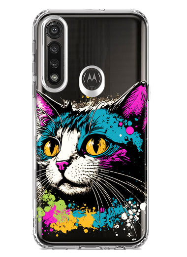 Motorola Moto G Power Cool Cat Oil Paint Pop Art Hybrid Protective Phone Case Cover