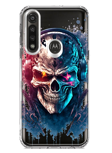 Motorola Moto G Power Cyberpunk Machine Headphones Skull Double Layer Phone Case Cover