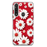 Motorola Moto G Power Cute White Red Daisies Polkadots Double Layer Phone Case Cover