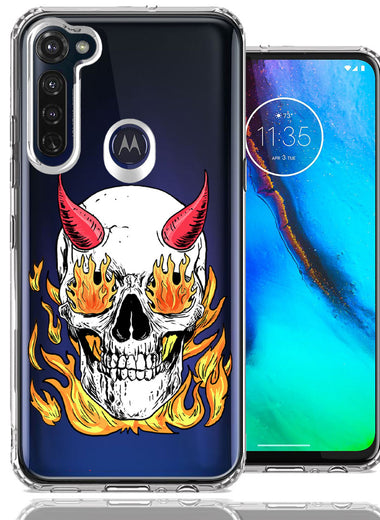 Motorola Moto G Stylus Flamming Devil Skull Design Double Layer Phone Case Cover