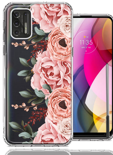 For Motorola Moto G Stylus 2021 Blush Pink Peach Spring Flowers Peony Rose Phone Case Cover