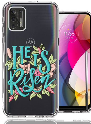 Motorola Moto G Stylus 2021 He Is Risen Text Easter Jesus Christian Flowers Double Layer Phone Case Cover